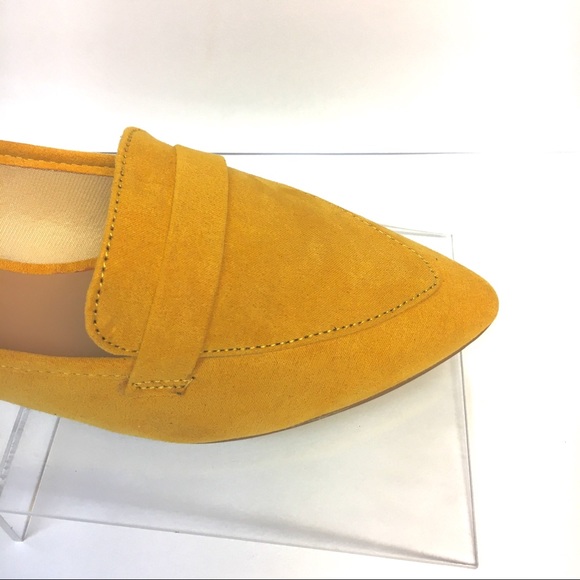 Faux Suede Pointed Toe Loafers in Sungold Yellow - Picture 6 of 8